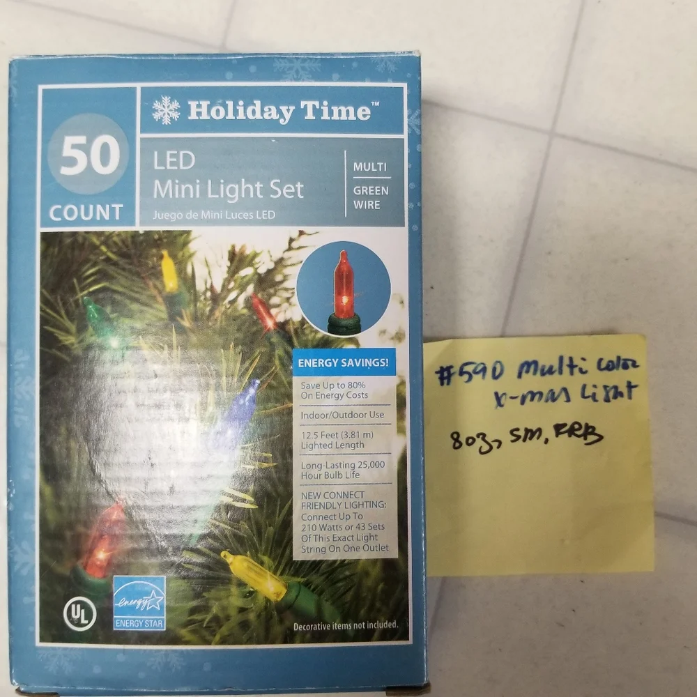#592 NIB Christmas Holiday Times 50 Mini White LED Lights